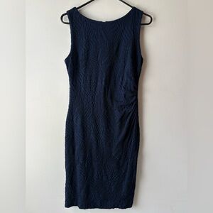 JOSEPH RIBKOF Textured Sheath Evening Dress Navy